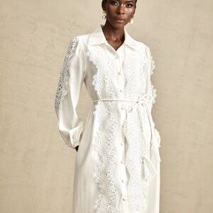 Elegant White Lace Trim Dress